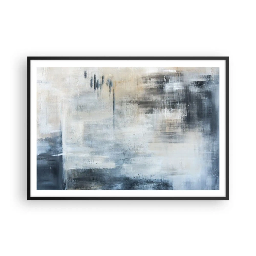 Poster în ramă neagră - În spatele unui voal albastru - 100x70 cm
