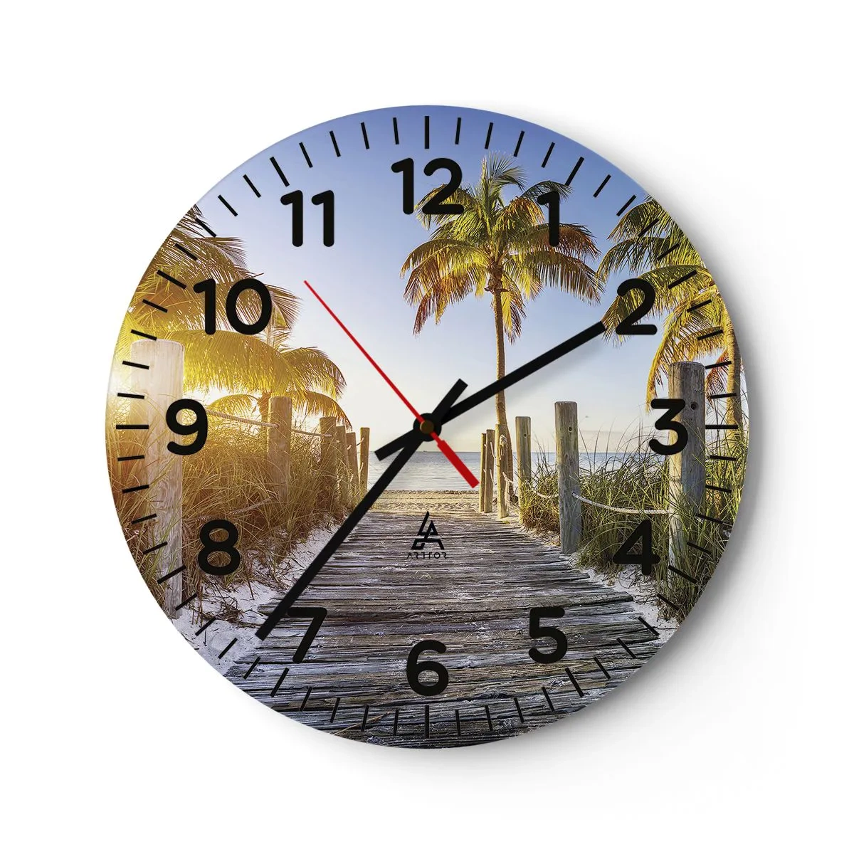 Ceas de perete - Ceas pe sticlă - Direct în paradis - 30x30 cm