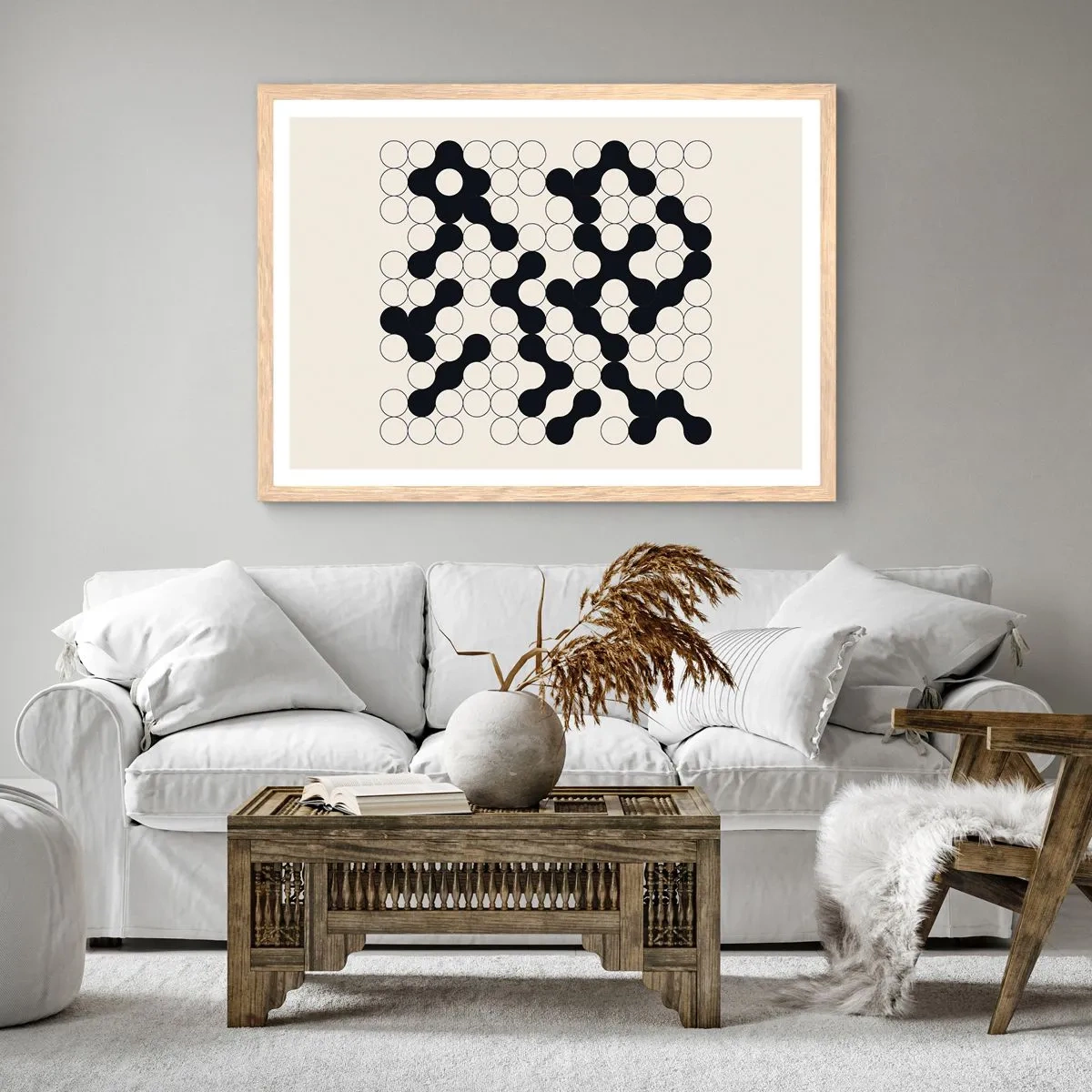 Poster în ramă de stejar deschis - Joc chinezesc - o variație - 40x30 cm