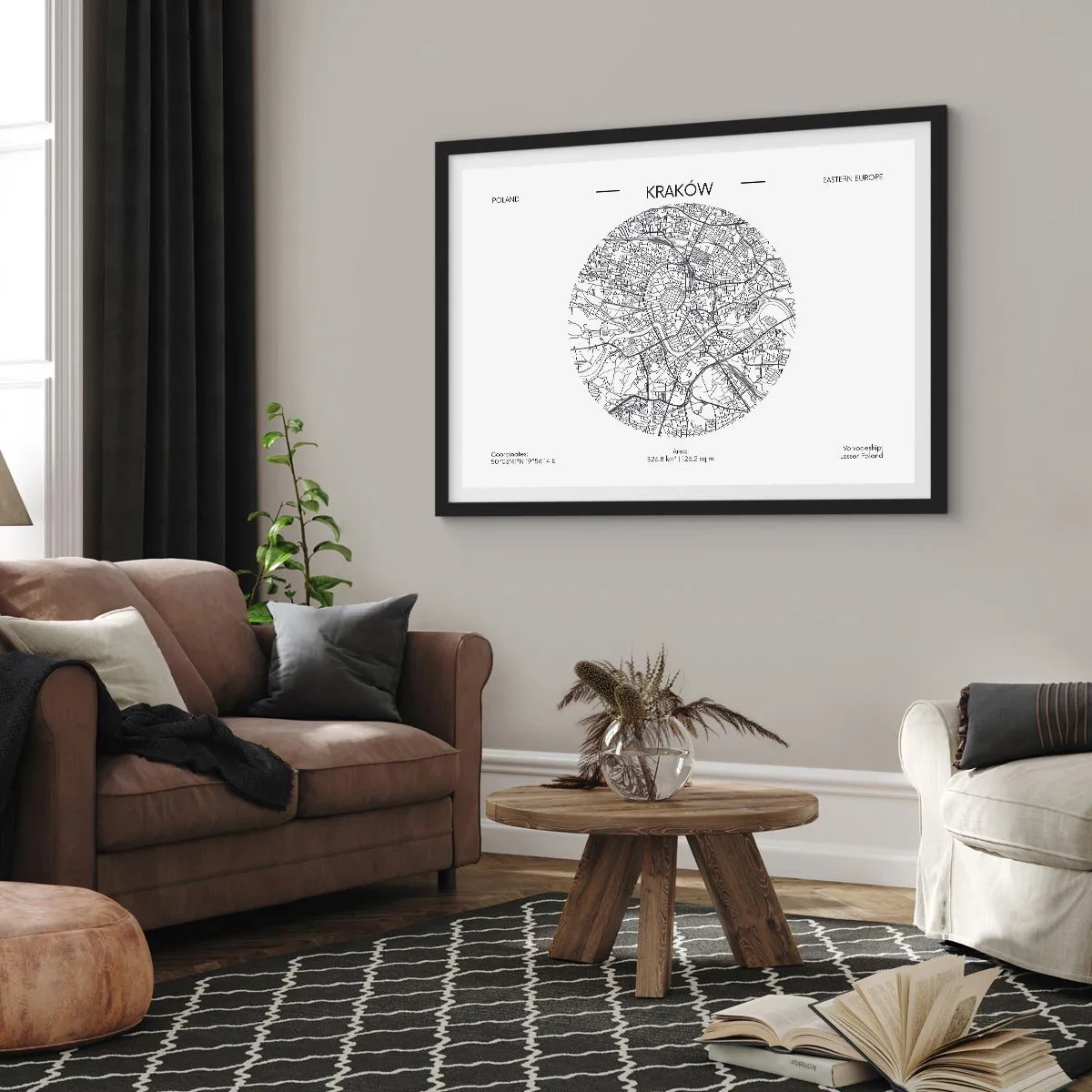 Poster în ramă neagră - Anatomia Cracoviei - 70x50 cm