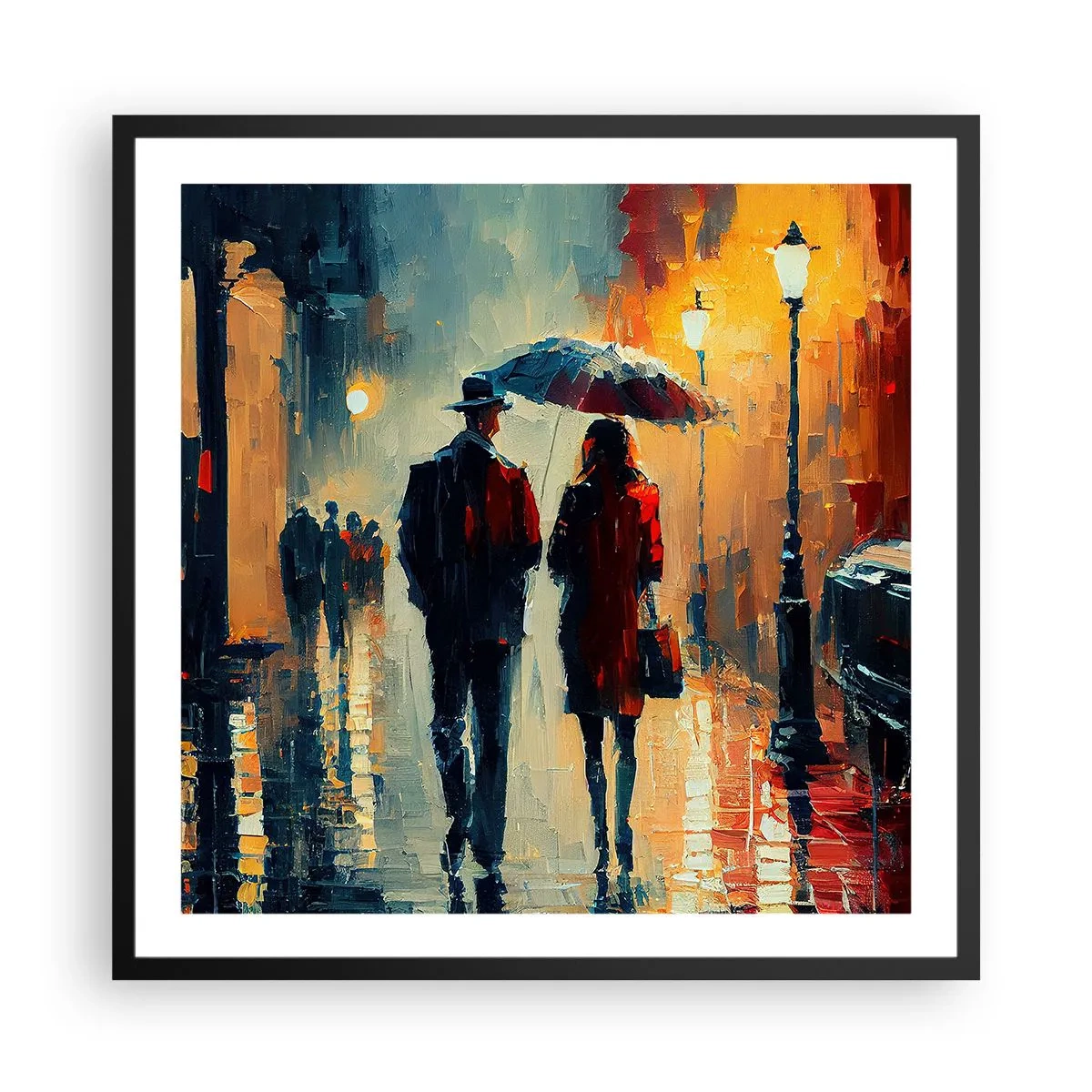 Poster în ramă neagră - Poveste de dragoste urbană - 60x60 cm