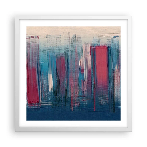 Poster în ramă albă - Compoziție verticală în albastru și roșu - 50x50 cm