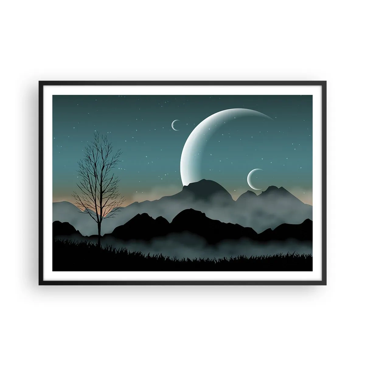 Poster în ramă neagră - Carnavalul unei nopți înstelate - 100x70 cm