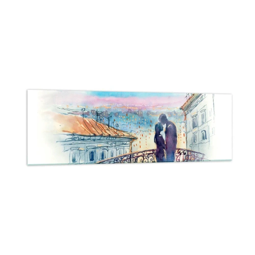 Tablou pe sticlă - Iubiți parizieni - 160x50 cm