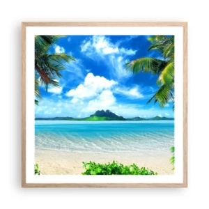 Poster în ramă de stejar deschis - Azur de la tropice - 60x60 cm