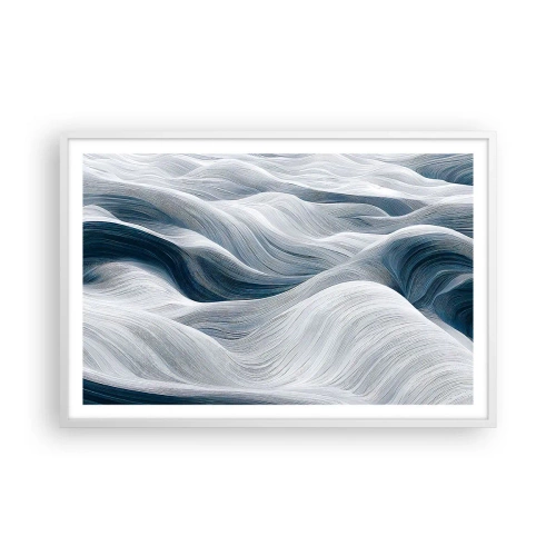 Poster în ramă albă - Valuri albastre și albe - 91x61 cm