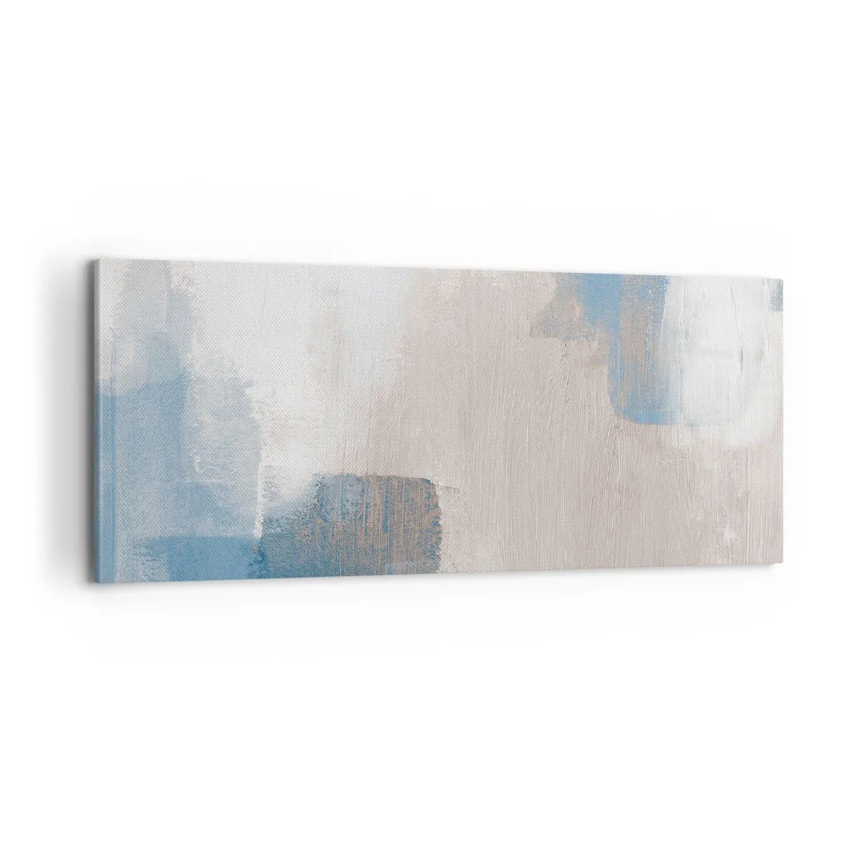 Tablou pe pânză - Abstracție roz în spatele unui voal de albastru - 100x40 cm