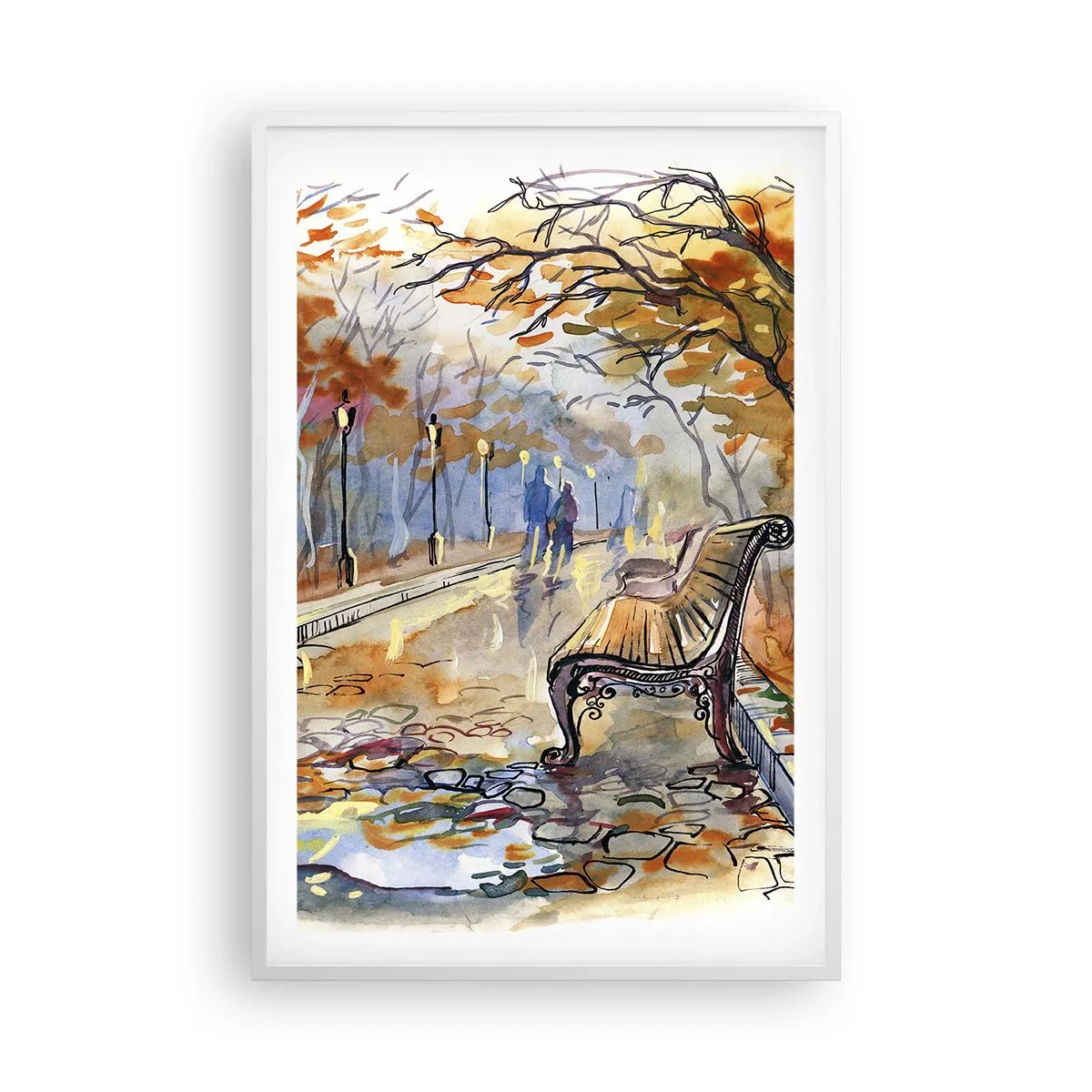 Poster în ramă albă - Pășim împreună în toamnă - 61x91 cm