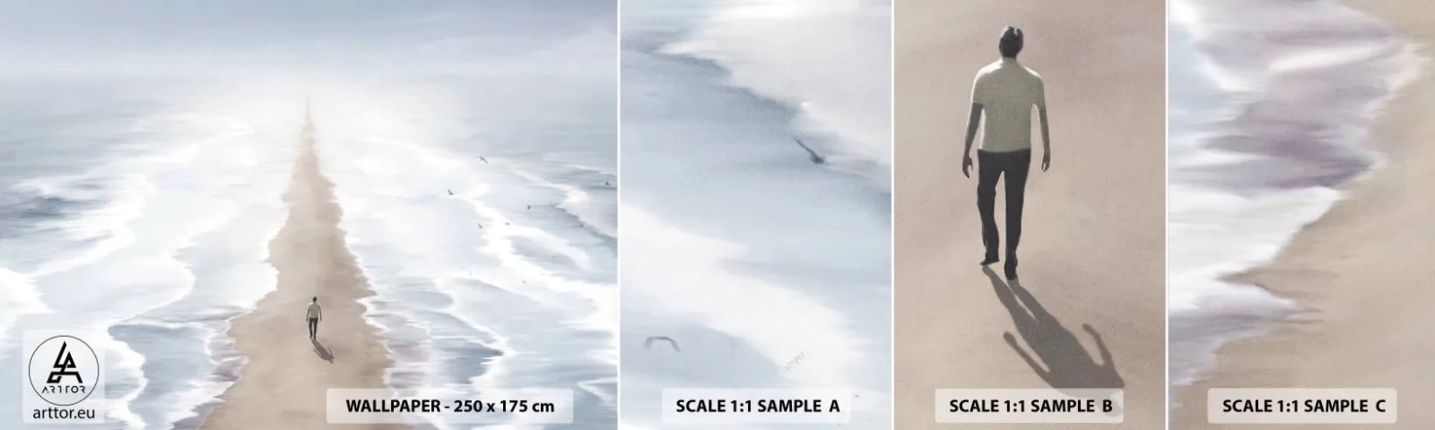 Mostră tapet autocolant Deluxe Sticker - Un viitor luminos - Mare, Luminos, plajă - 100x30 cm