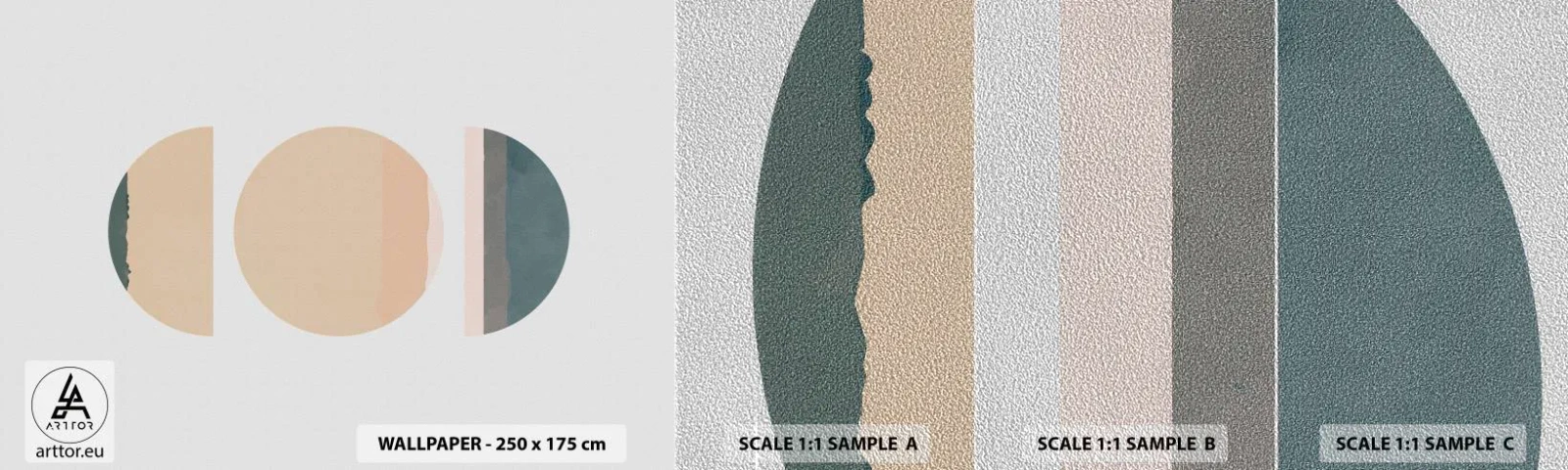 Mostră tapet Premium Sand - Roată cu roată - Abstracția, Bucată, Artă Modernă - 100x30 cm