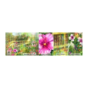 Mostră de Tapet Standard Eco - Podul suspinelor de primăvară - Peisaj, Flori, Grădină - 100x30 cm