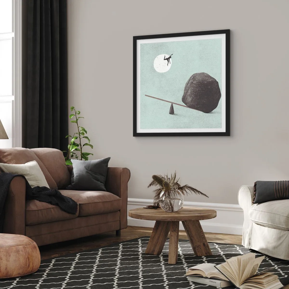 Poster în ramă neagră - Visul îndeplinit - 40x40 cm