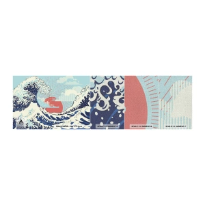 Mostră tapet Premium Canvas - Din inspirații japoneze - Abstracția, Valul mării, Mare - 100x30 cm