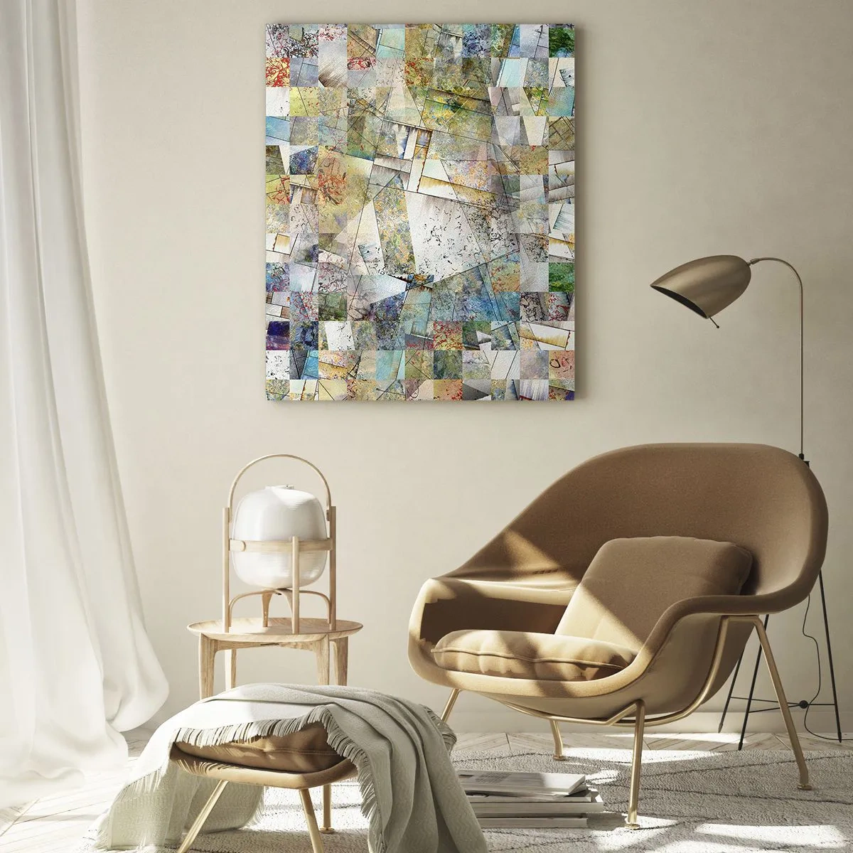 Tablou pe sticlă - Remaniere geometrică - 50x70 cm