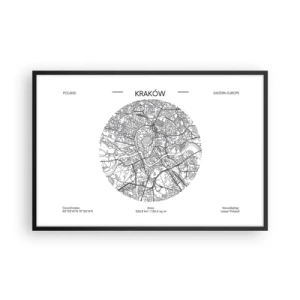 Poster în ramă neagră - Anatomia Cracoviei - 91x61 cm