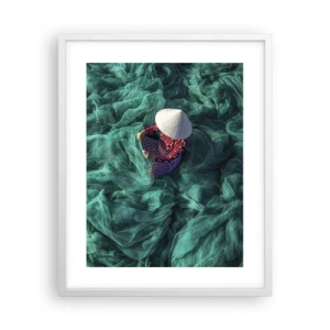 Poster în ramă albă - Într-o mare de rețea - 40x50 cm