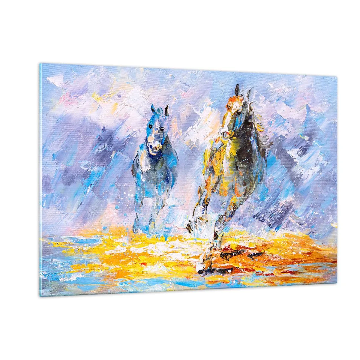 Tablou pe sticlă - Galopând prin strălucire - 120x80 cm