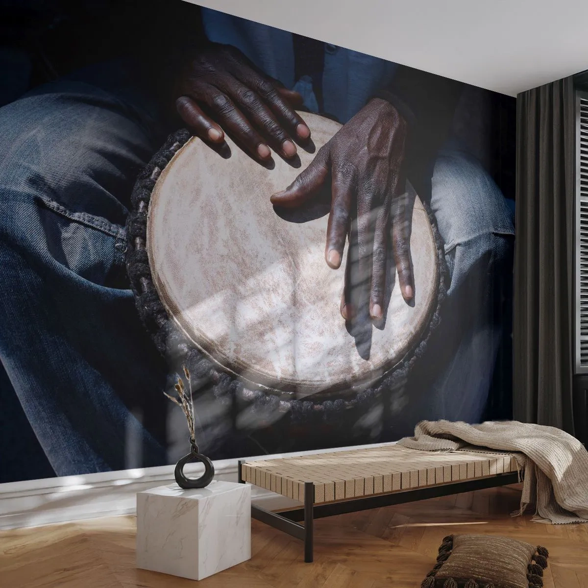 Tapet Standard Eco - Trăiește în ritmul tău - Tobă, Muzică, Africa - 350x256 cm