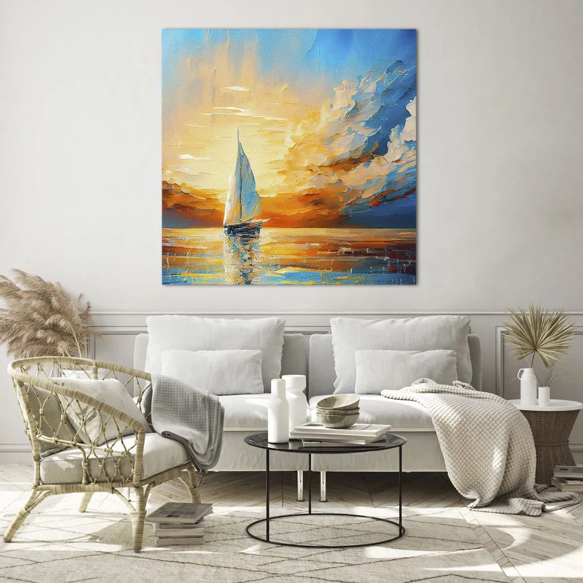 Tablou pe sticlă - Navigare prin aur - 60x60 cm