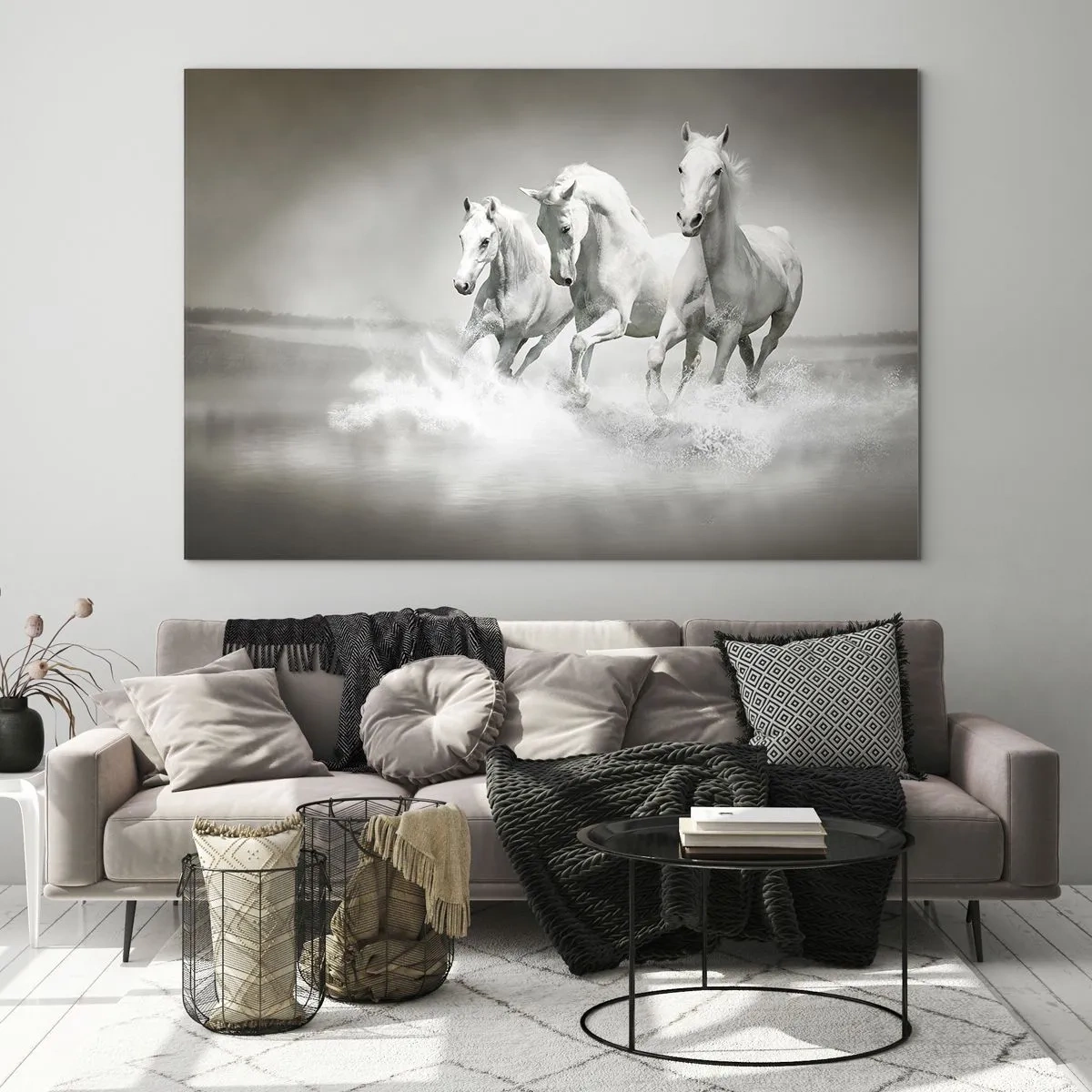 Tablou pe sticlă - Nebunie albă - 120x80 cm