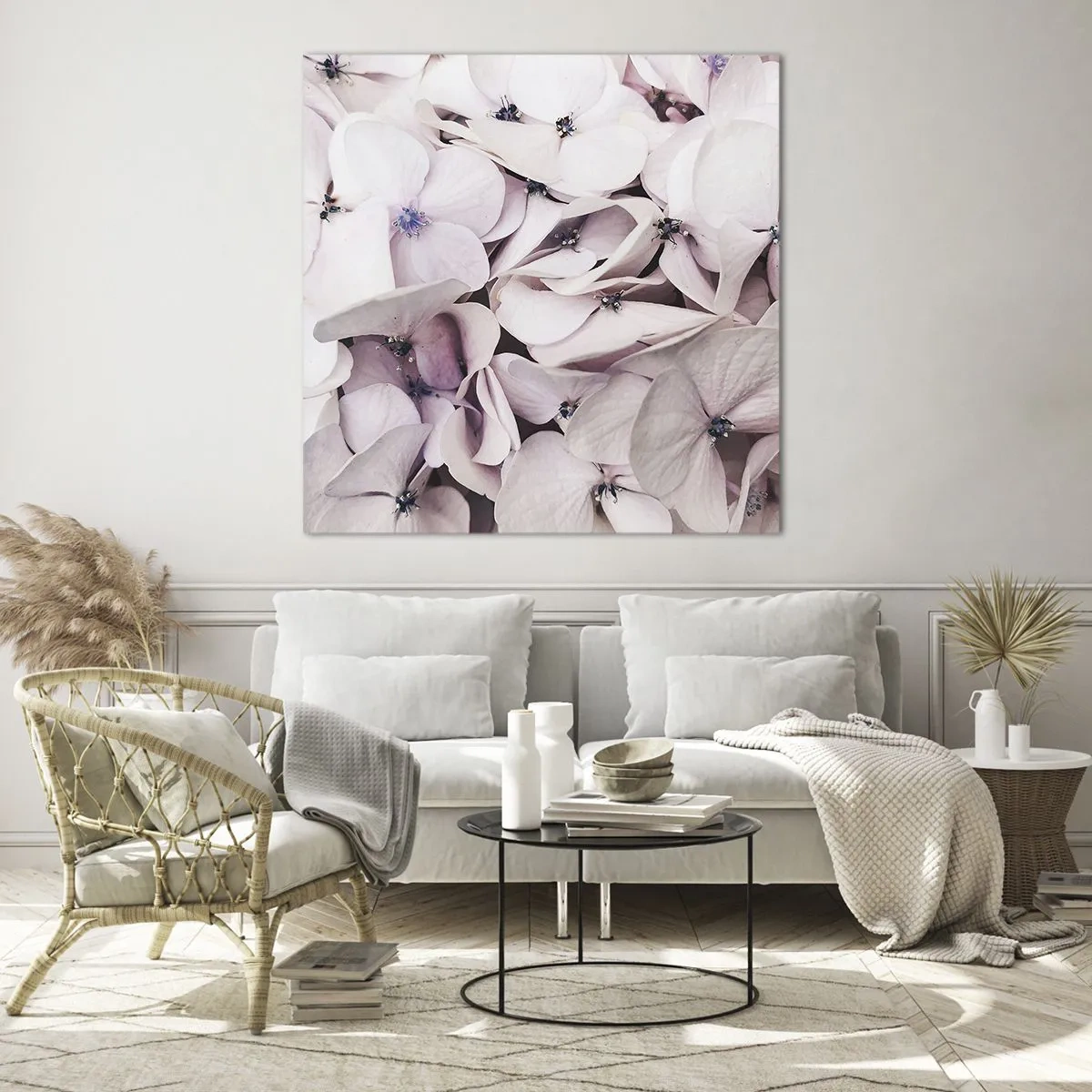 Tablou pe sticlă - Într-un potop de flori - 60x60 cm