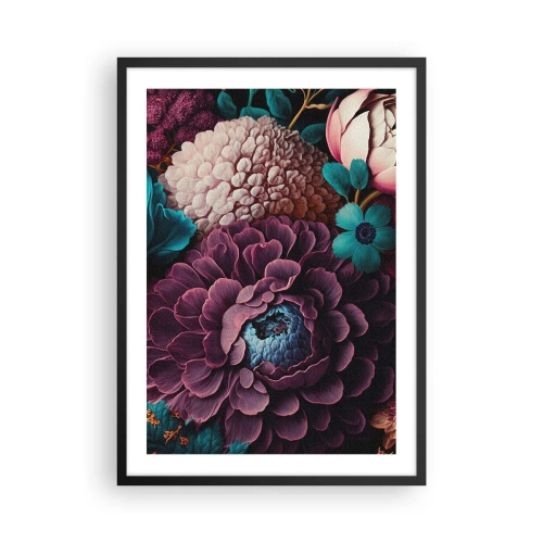 Poster în ramă neagră - Un aranjament floral în nuanțe intense - 50x70cm - Natura în abundență - Decorațiune modernă pentru perete pentru living și dormitor ARTTOR