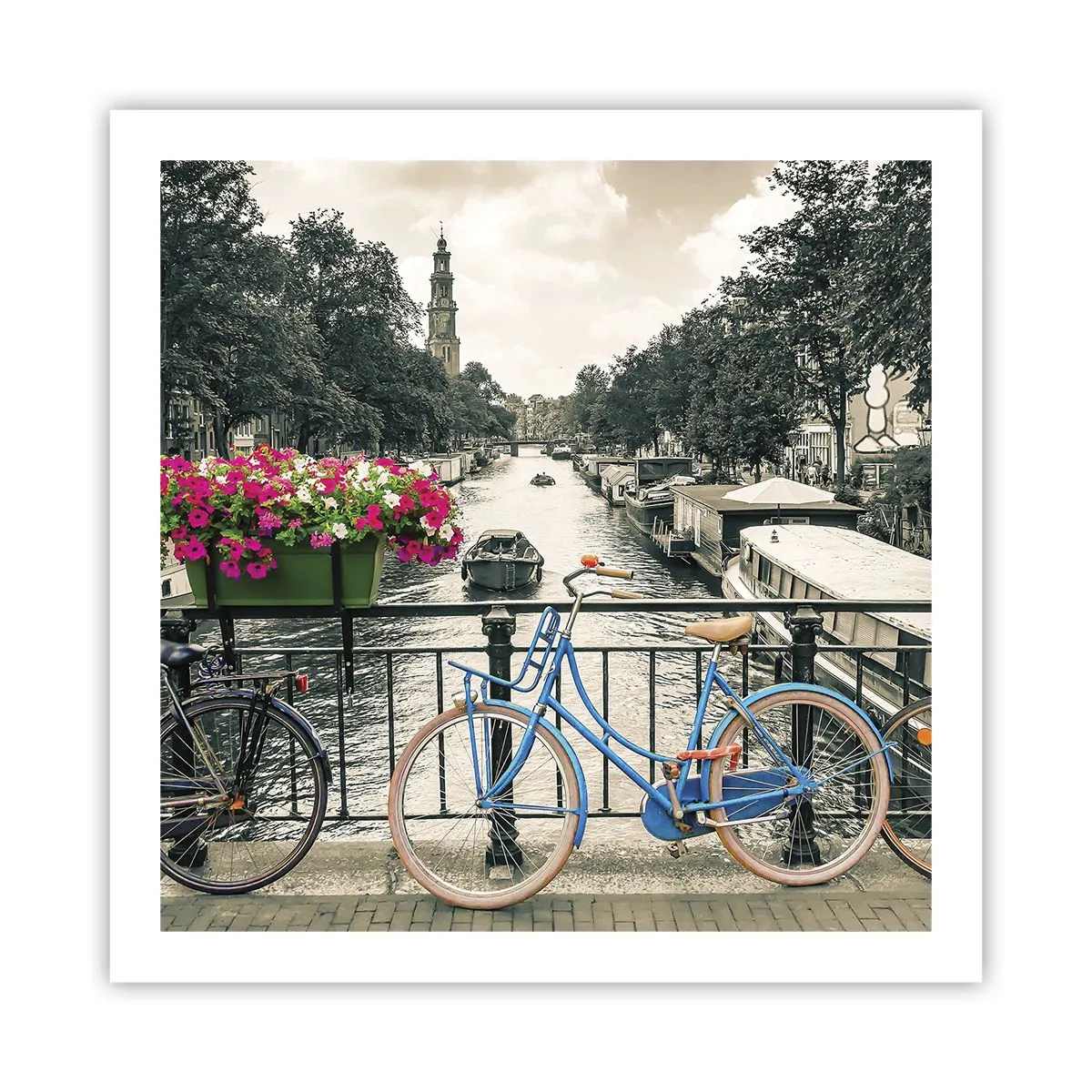 Poster - Culorile unui canal din Amsterdam - 60x60 cm