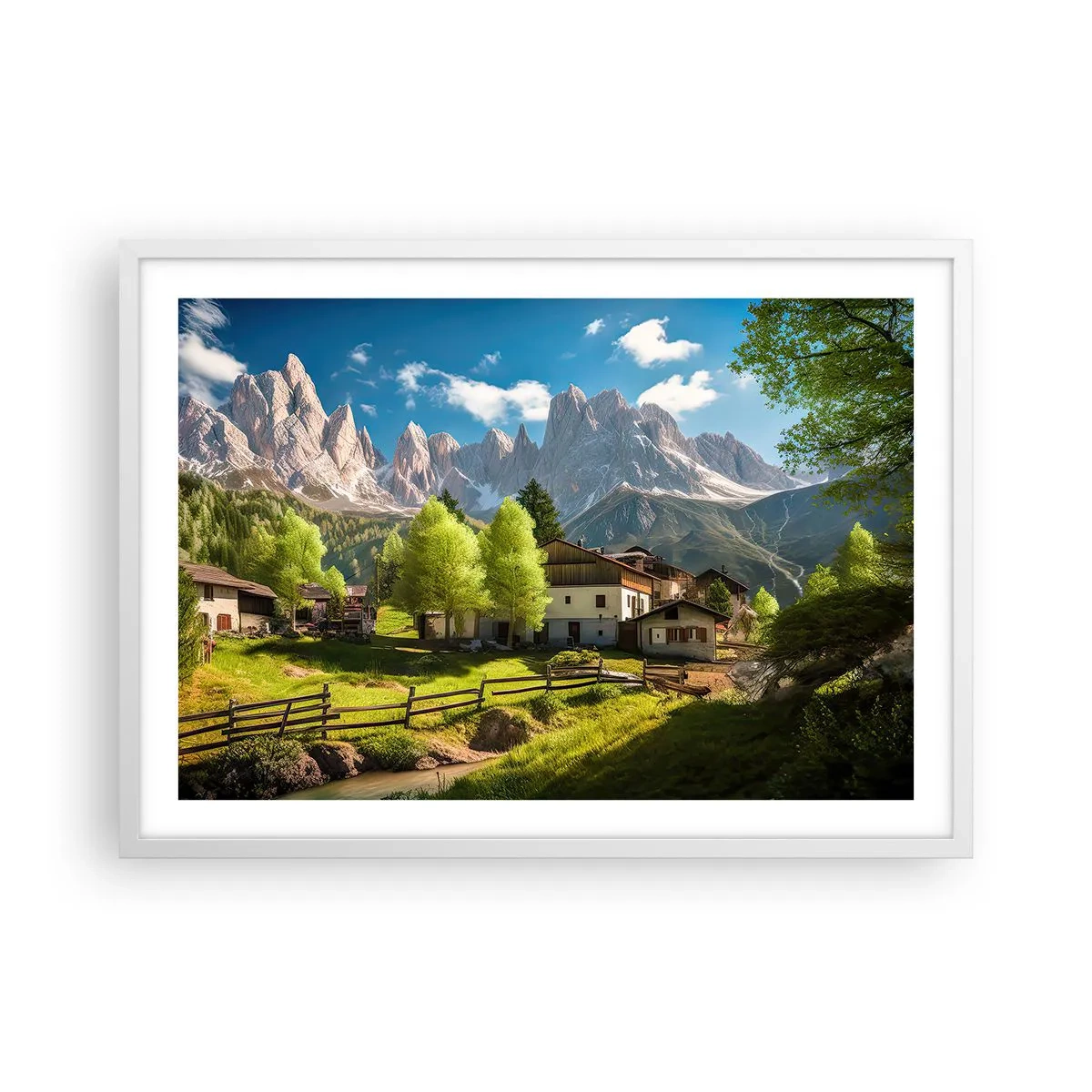 Poster în ramă albă - Idilă alpină - 70x50 cm