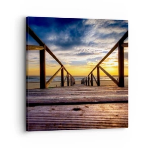 Tablou pe pânză - Direct la o plajă liniștită la apus de soare - 30x30 cm