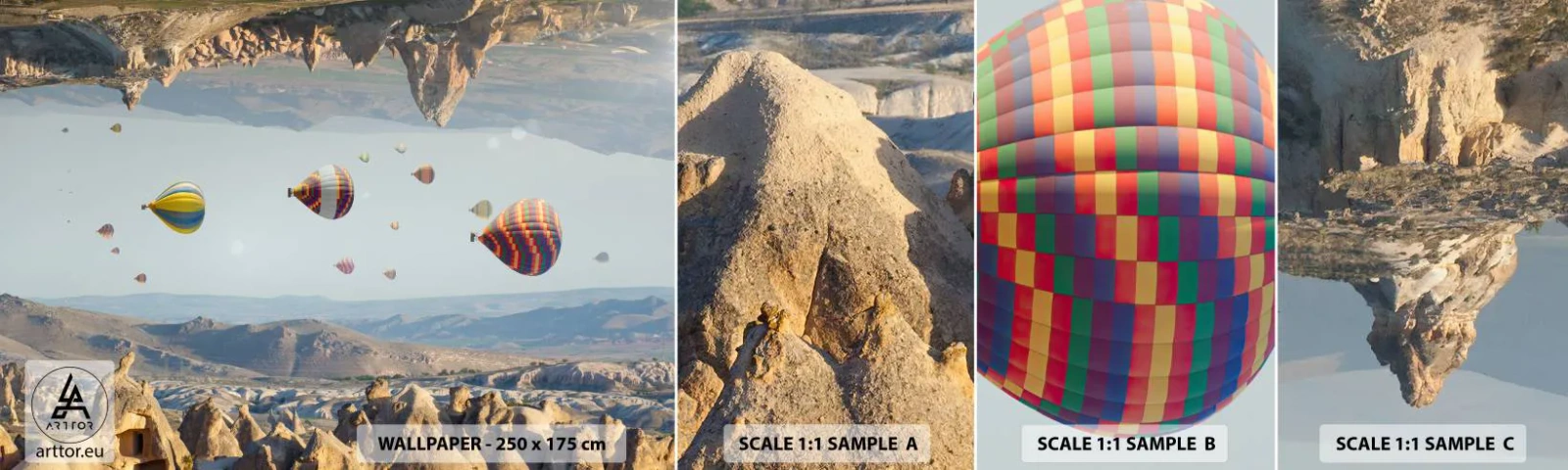 Mostră de Tapet Standard Eco - Orice este posibil aici - Abstracția, baloane, Peisaj - 100x30 cm