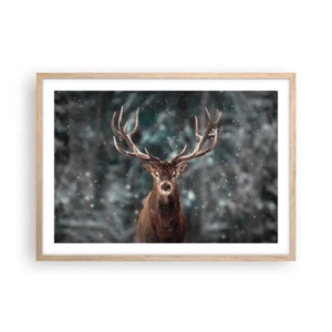 Poster în ramă de stejar deschis - Regele pădurii a fost încoronat - 70x50 cm