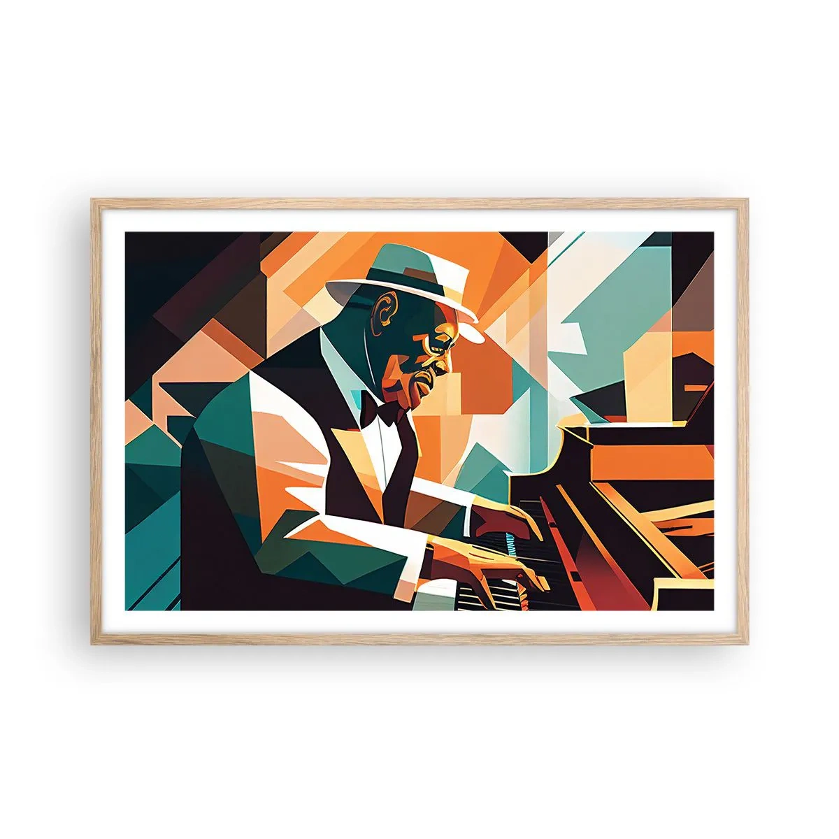 Poster în ramă de stejar deschis - Numai jazz - 91x61 cm