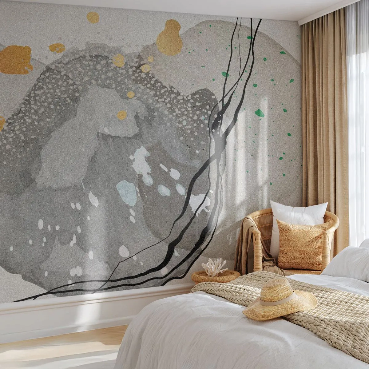 Tapet Premium Sand - Compoziție organică - Abstracția, Blots, A picta - 300x210 cm