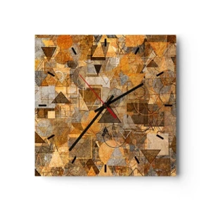 Ceas de perete - Ceas pe sticlă - Lumea băgată în formă - 30x30 cm