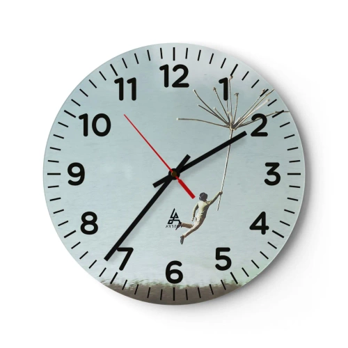 Ceas de perete - Ceas pe sticlă - Zmeuri, suflante, vânt - 40x40 cm