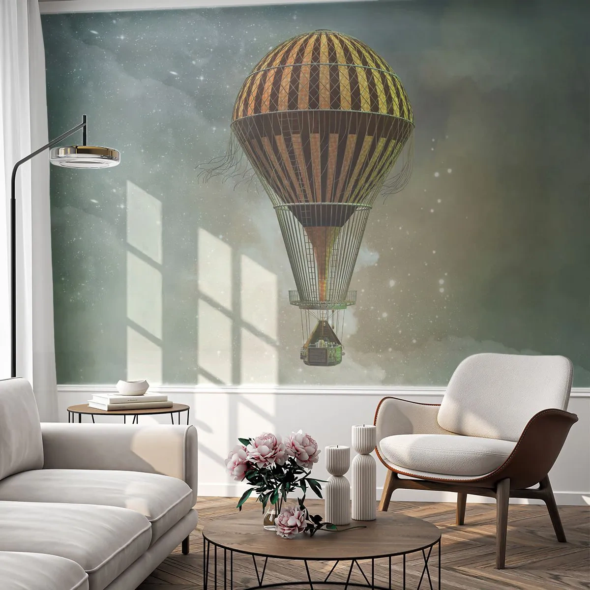 Tapet Autoadeziv Deluxe Sticker - Zboruri de pionierat - Balon, A zbura, nori - 100x70 cm