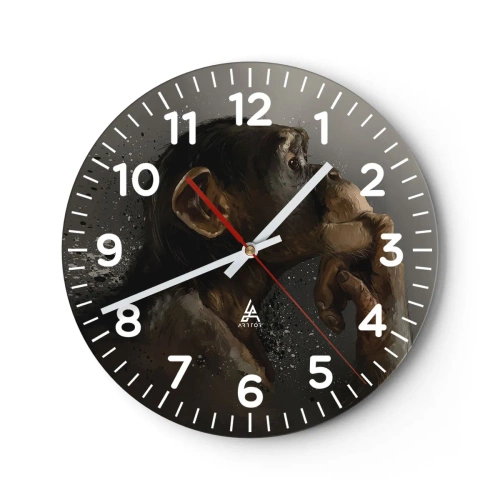 Ceas de perete - Ceas pe sticlă - Cu siguranță, gânditorul - 40x40 cm