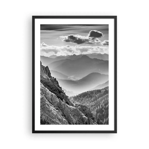 Poster în ramă neagră - Peisaj montan cu nori la orizont - 50x70cm - Dincolo de orizont - Decorațiune modernă pentru perete pentru living și dormitor ARTTOR