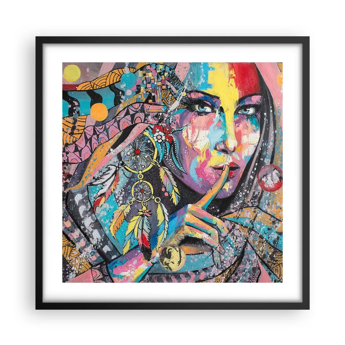 Poster în ramă neagră - Taci până când înțelegi - 50x50 cm