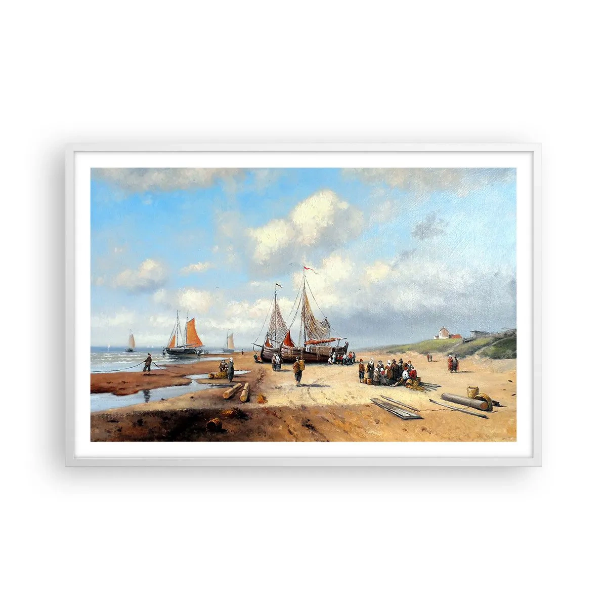 Poster în ramă albă - Pescuit de succes - 91x61 cm