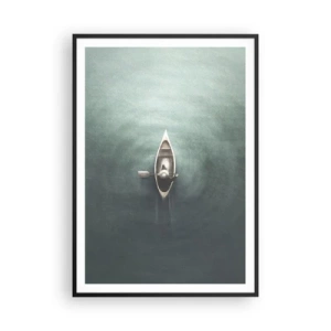 Poster în ramă neagră - Peste lacul luminat de lună - 70x100 cm