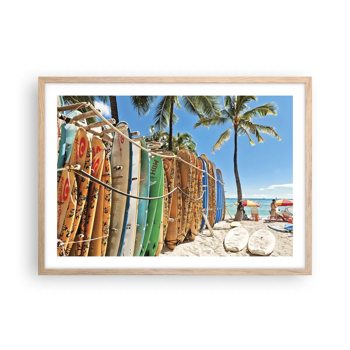 Poster în ramă de stejar deschis - Distracție însorită - 70x50 cm