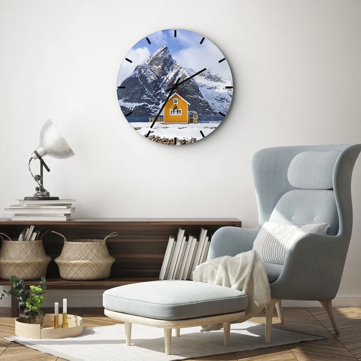 Ceas de perete - Ceas pe sticlă - Vacanță scandinavă - 40x40 cm