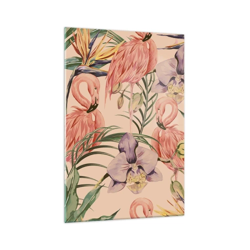 Tablou pe sticlă - Balet floral roz - 70x100 cm