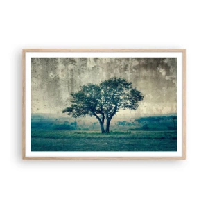 Poster în ramă de stejar deschis - Un măr pe o pajiște albastră? - 91x61 cm