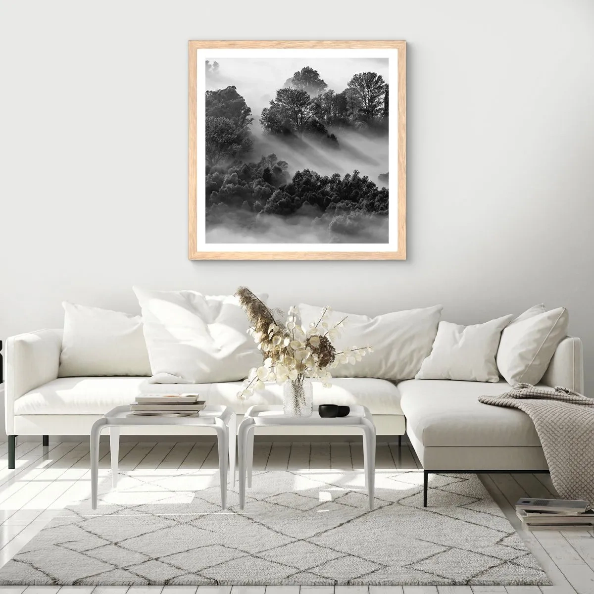 Poster în ramă de stejar deschis - Trezindu-se din somn - 60x60 cm