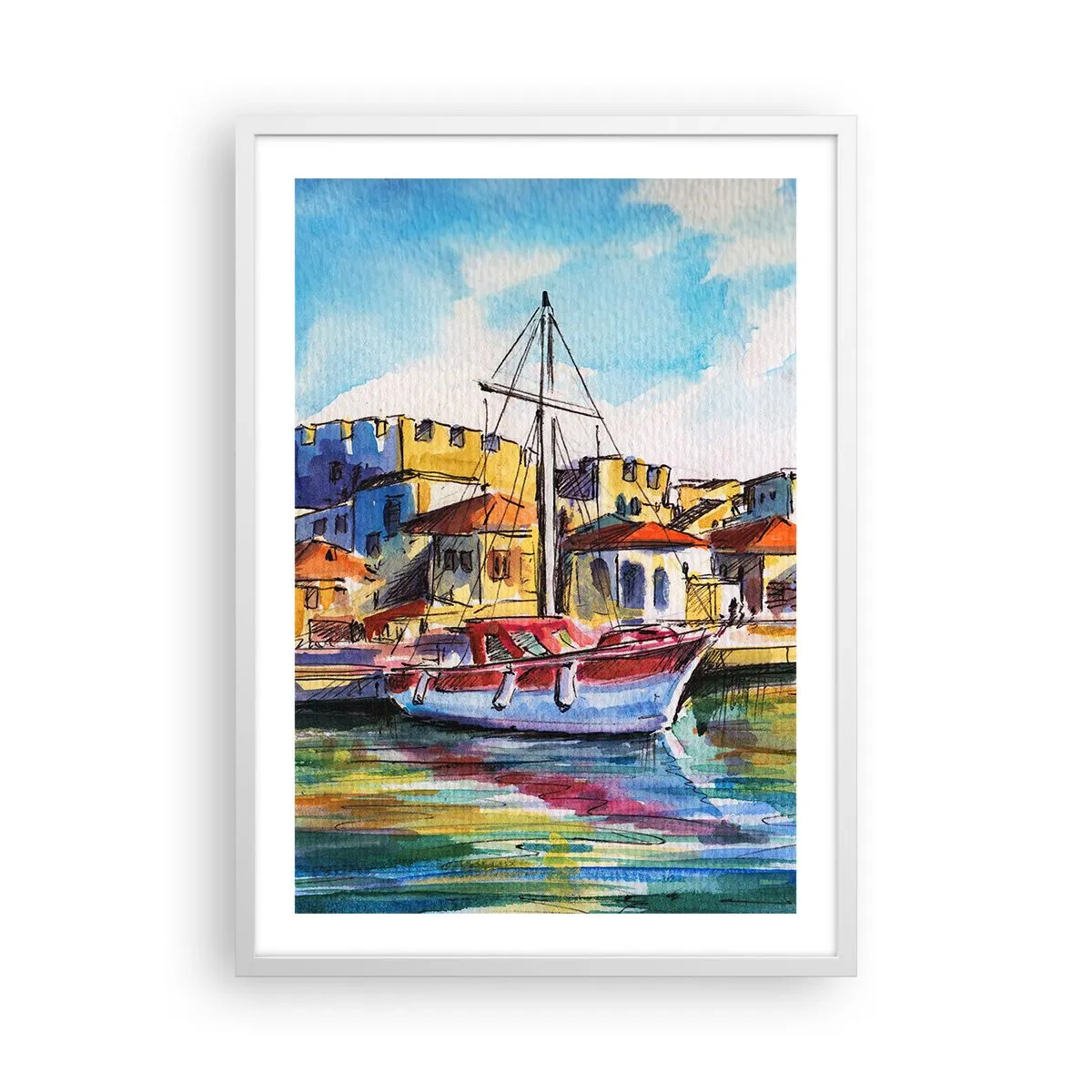 Poster în ramă albă - Curcubeu după-amiază - 50x70 cm