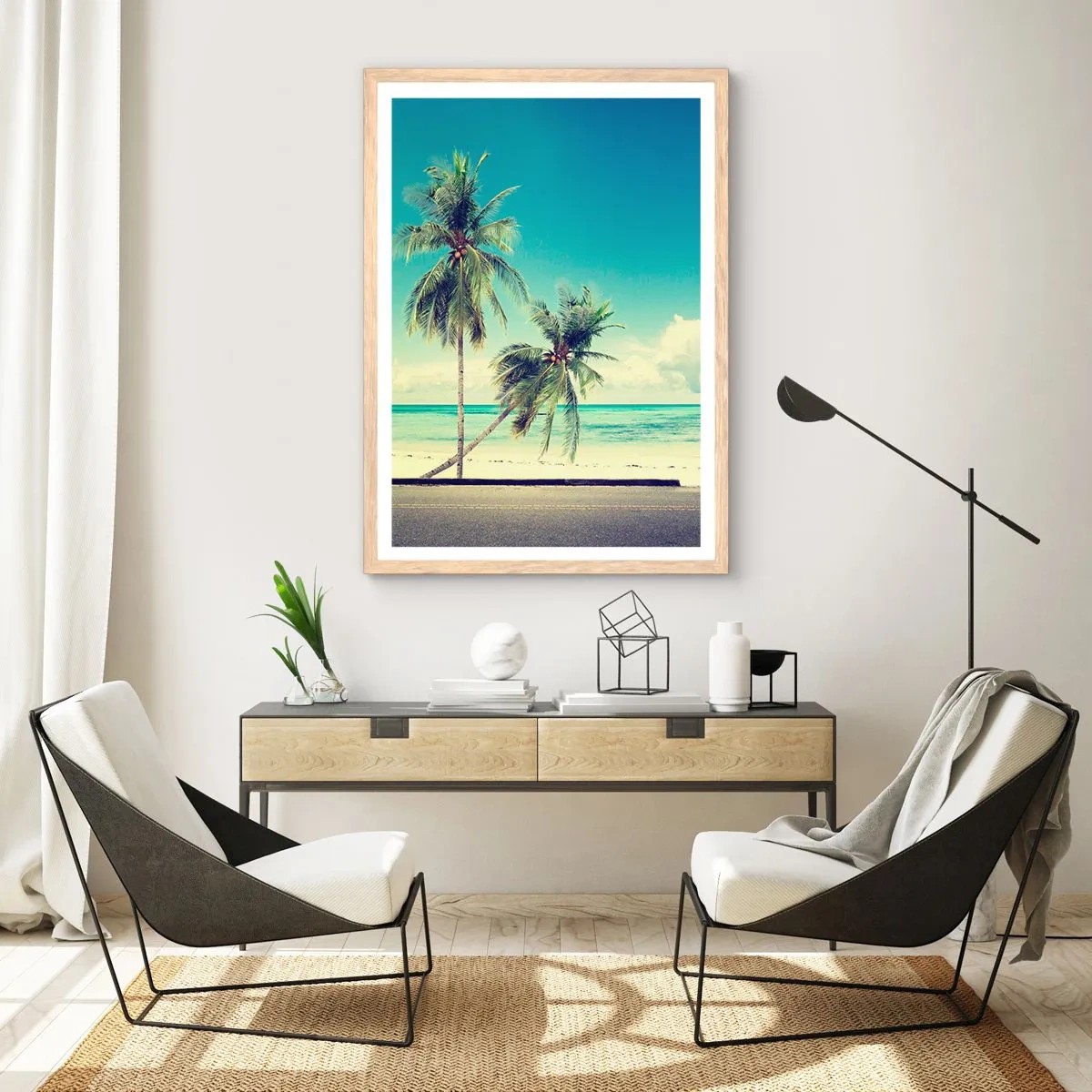 Poster în ramă de stejar deschis - Să înceapă vacanța - 70x100 cm