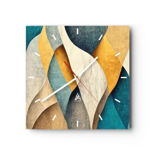Ceas de perete - Ceas pe sticlă - Ritm și ondulare - 30x30 cm
