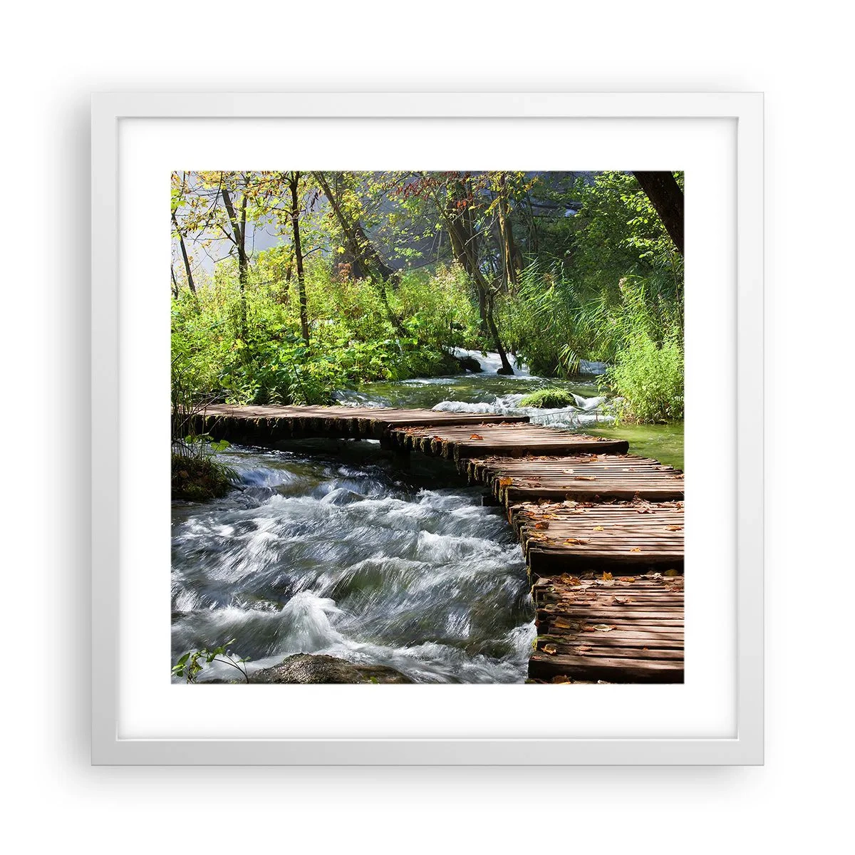 Poster în ramă albă - Cascadă spumoasă - 40x40 cm